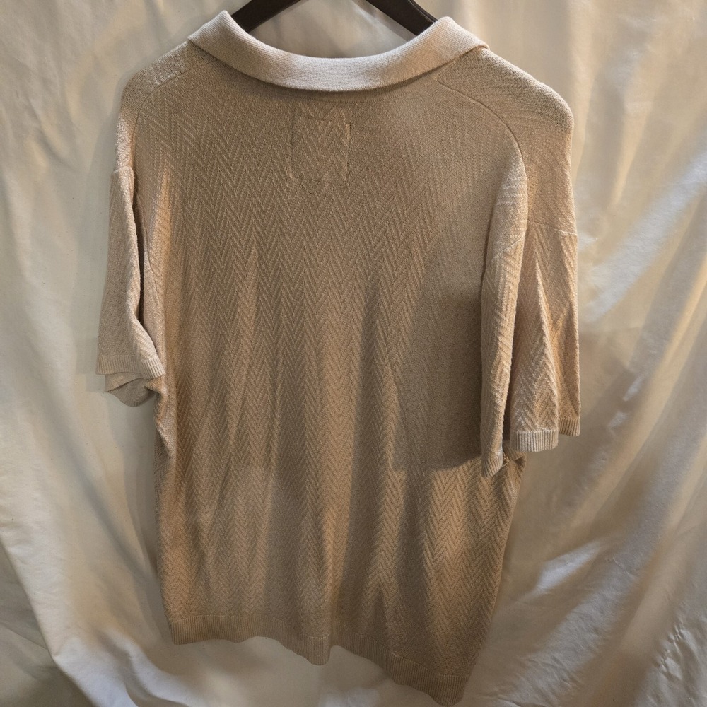 Hollister Beige Knit Short Sleeve Shirt Mens XL - Picture 2 of 5